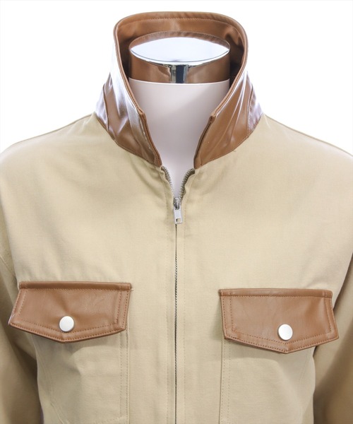 clear（クリア）の「レザー切替キャンバスジャケット［大人 カジュアル ］（その他アウター・レディース・ベージュ/アイボリー・F）」の14枚目の写真