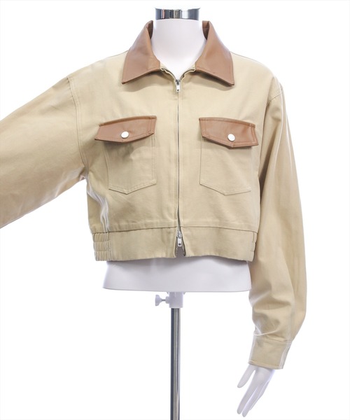 clear（クリア）の「レザー切替キャンバスジャケット［大人 カジュアル ］（その他アウター・レディース・ベージュ/アイボリー・F）」の17枚目の写真