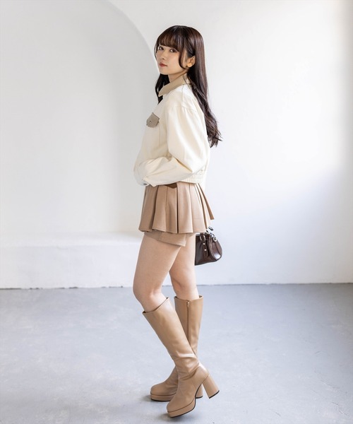 clear（クリア）の「レザー切替キャンバスジャケット［大人 カジュアル ］（その他アウター・レディース・ベージュ/アイボリー・F）」の5枚目の写真