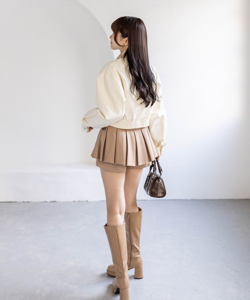 clear（クリア）の「レザー切替キャンバスジャケット［大人 カジュアル ］（その他アウター・レディース・ベージュ/アイボリー・F）」の6枚目の写真