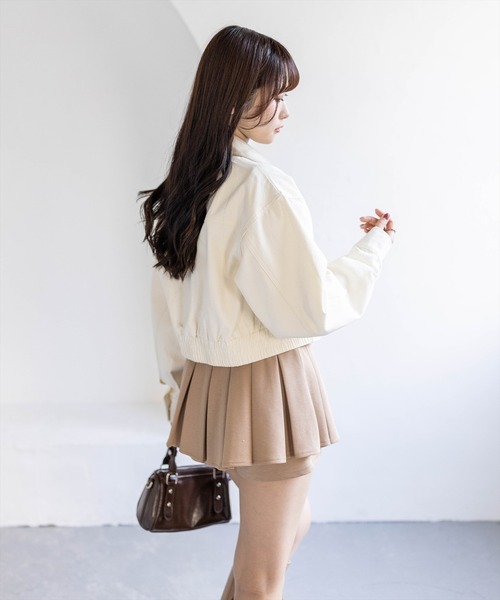 clear（クリア）の「レザー切替キャンバスジャケット［大人 カジュアル ］（その他アウター・レディース・ベージュ/アイボリー・F）」の4枚目の写真