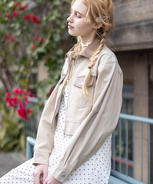 clear（クリア）の「レザー切替キャンバスジャケット［大人 カジュアル ］（その他アウター・レディース・ベージュ/アイボリー・F）」の22枚目の写真