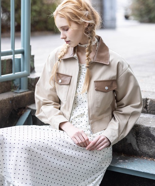 clear（クリア）の「レザー切替キャンバスジャケット［大人 カジュアル ］（その他アウター・レディース・ベージュ/アイボリー・F）」の21枚目の写真