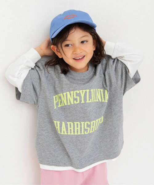 BREEZE（ブリーズ）の「2Pセット レイヤードTシャツ_ジュニア対応（Tシャツ/カットソー・キッズ・グリーン/レッド/ブラウン/ネイビー/オフホワイト/グレー・150/110/90/130/120/140/100）」の3枚目の写真