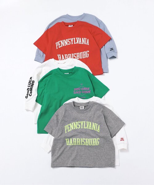 BREEZE（ブリーズ）の「2Pセット レイヤードTシャツ_ジュニア対応（Tシャツ/カットソー・キッズ・グリーン/レッド/ブラウン/ネイビー/オフホワイト/グレー・150/110/90/130/120/140/100）」の12枚目の写真