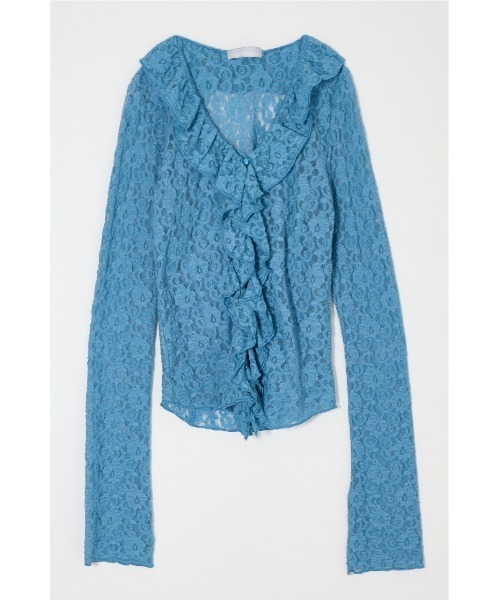 MOUSSY(マウジー)の「【26年SS新作】LACE RUFFLE トップス(シャツ/ブラウス・レディース・オフホワイト/ライトイエロー/ブルー/ブラック・FREE)」の3枚目の写真