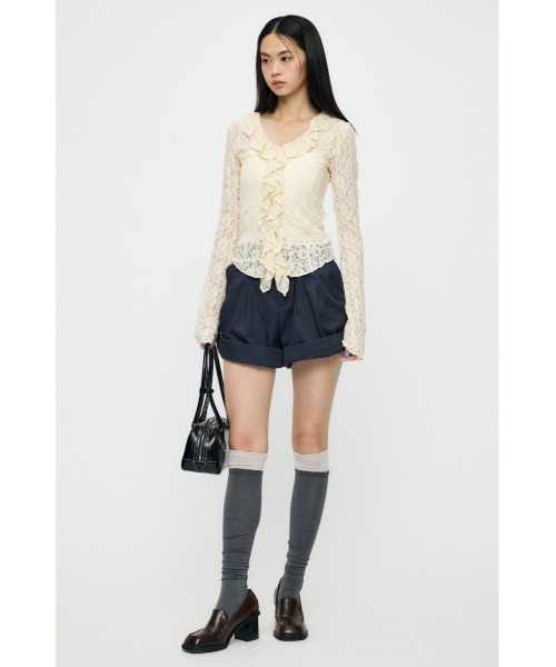MOUSSY(マウジー)の「【26年SS新作】LACE RUFFLE トップス(シャツ/ブラウス・レディース・オフホワイト/ライトイエロー/ブルー/ブラック・FREE)」の10枚目の写真