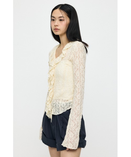 MOUSSY(マウジー)の「【26年SS新作】LACE RUFFLE トップス(シャツ/ブラウス・レディース・オフホワイト/ライトイエロー/ブルー/ブラック・FREE)」の11枚目の写真