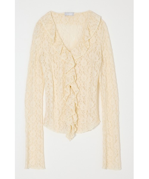 MOUSSY(マウジー)の「【26年SS新作】LACE RUFFLE トップス(シャツ/ブラウス・レディース・オフホワイト/ライトイエロー/ブルー/ブラック・FREE)」の12枚目の写真