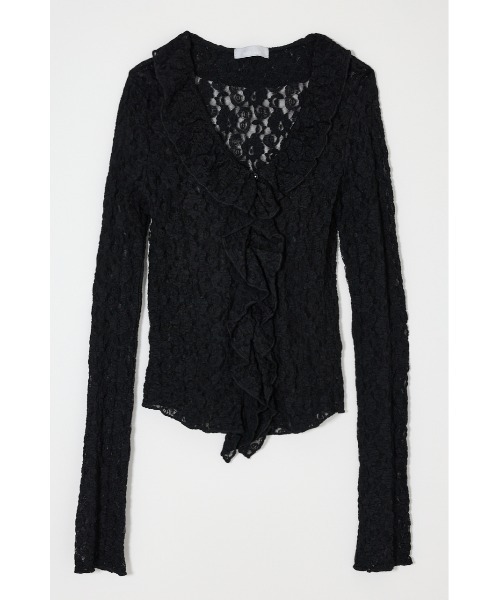 MOUSSY(マウジー)の「【26年SS新作】LACE RUFFLE トップス(シャツ/ブラウス・レディース・オフホワイト/ライトイエロー/ブルー/ブラック・FREE)」の5枚目の写真