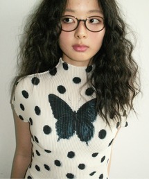 musubore（ムスボレ）の「pleated print tops  "scattered rose" / プリーツプリントトップス（Tシャツ/カットソー）」