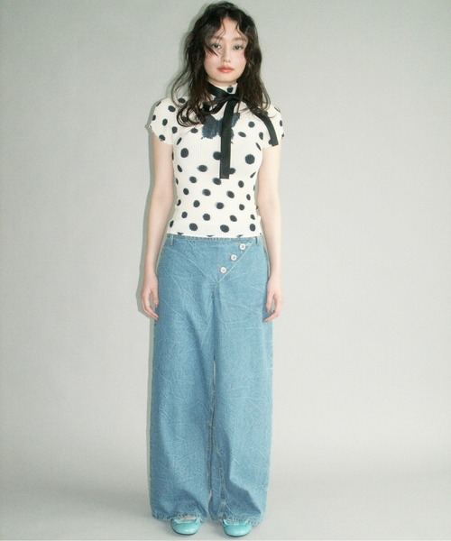 pleated print tops 'scattered rose' / プリーツプリントトップス（T