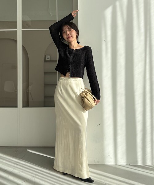 CAPRICIEUX LE'MAGE（カプリシューレマージュ）の「【mana企画】ドロストマキシスカート（スカート・レディース・ブラック/ホワイト系その他・PS/38/36）」の10枚目の写真