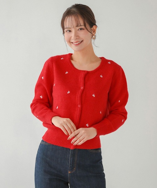 チェリー刺繍カーディガン（カーディガン/ボレロ）｜Fit more