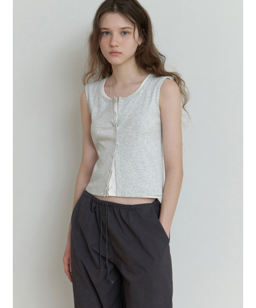 THEMITTEN(ザ・ミトン)の「Nap button sleeveless (melange gray)(Tシャツ/カットソー・レディース・その他・FREE)」の1枚目の写真