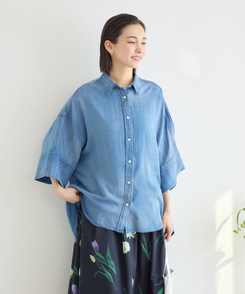 KATHARINE ROSS(キャサリンロス)の「【KATHARINE ROSS】シアーデニムドルマンシャツ(シャツ/ブラウス・レディース・ネイビー/ライトブルー・FREE)」の7枚目の写真