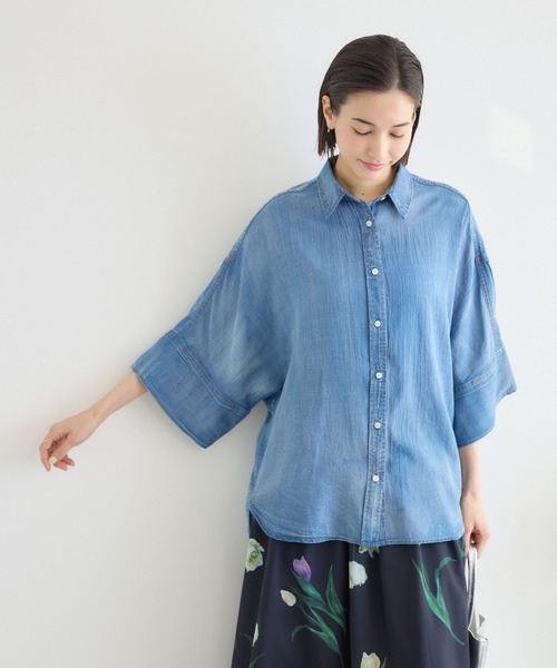 KATHARINE ROSS(キャサリンロス)の「【KATHARINE ROSS】シアーデニムドルマンシャツ(シャツ/ブラウス・レディース・ネイビー/ライトブルー・FREE)」の8枚目の写真
