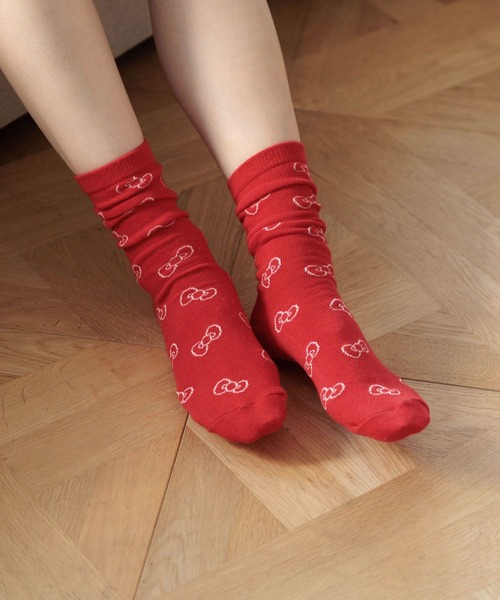 Me%（ミィパーセント）の「【HELLO KITTY】2Pソックス　635208（ソックス/靴下・レディース・レッド/ブラック・FREE）」の5枚目の写真