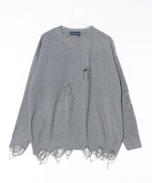 many men many mind（メニーメンメニーマインド）の「/many men many mind/ポリエステルメランジニットルーズシルエットダメージクルーネック（ニット/セーター）」