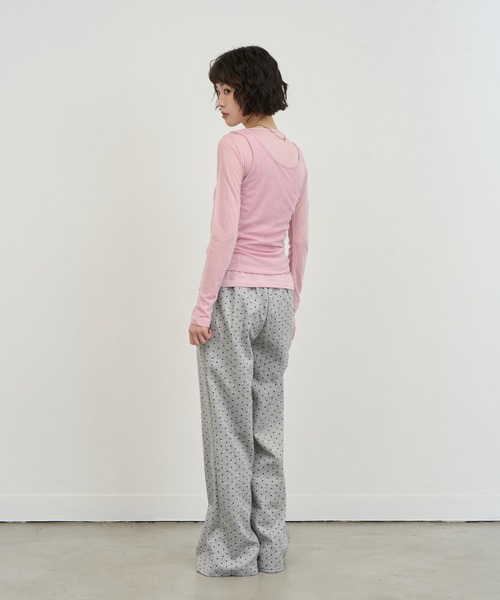 NUJOH(ヌゾ)の「Sheer Layered Tee Set / シアーレイヤードTセット(アンサンブル・レディース・ブラック/ブルー/チャコールグレー/ライトベージュ/ライトグレー/グリーン/ホワイト/ピンク・FREE)」の20枚目の写真