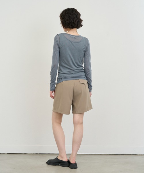 NUJOH(ヌゾ)の「Sheer Layered Tee Set / シアーレイヤードTセット(アンサンブル・レディース・ブラック/ブルー/チャコールグレー/ライトベージュ/ライトグレー/グリーン/ホワイト/ピンク・FREE)」の11枚目の写真