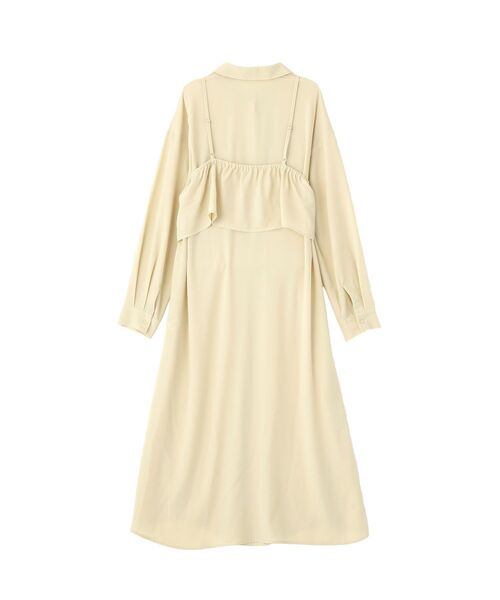 Green　Parks（グリーンパークス）の「SET2点フリルビスチェ＋シャツワンピース（シャツワンピース・レディース・ライトカーキ/ブラック/グレー・FREE）」の4枚目の写真