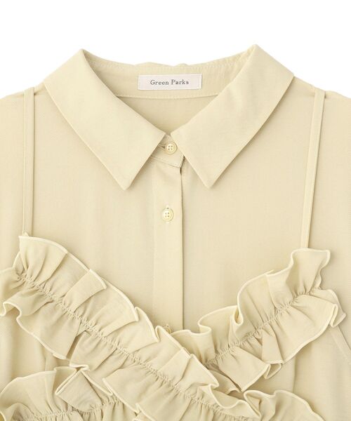 Green　Parks（グリーンパークス）の「SET2点フリルビスチェ＋シャツワンピース（シャツワンピース・レディース・ライトカーキ/ブラック/グレー・FREE）」の5枚目の写真