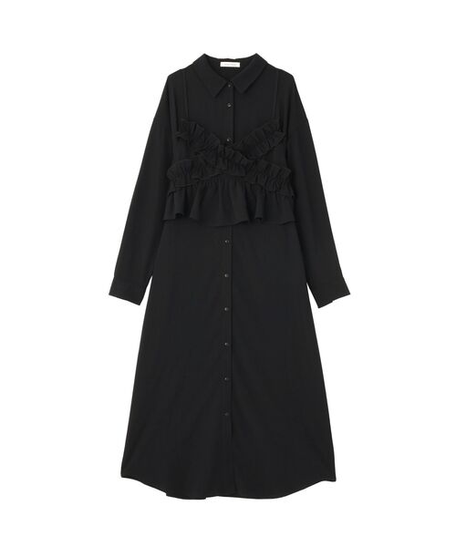 Green　Parks（グリーンパークス）の「SET2点フリルビスチェ＋シャツワンピース（シャツワンピース・レディース・ライトカーキ/ブラック/グレー・FREE）」の19枚目の写真