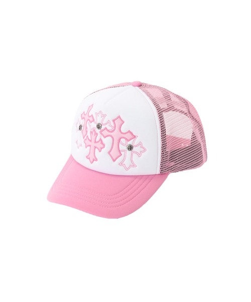 SUPPLIER（サプライヤー）の「SUPPLIER / サプライヤー Multiple Cross Mesh Cap（キャップ・メンズ・ブラック/ピンク・FREE）」の2枚目の写真