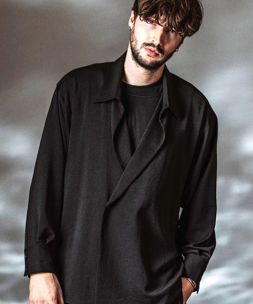 NO ID.(ノーアイディ)の「【NO ID.】Double Breasted Drape Over Shirt / ダブルブレストドレープオーバーシャツ(シャツ/ブラウス・メンズ・ホワイト/ブラック/グレー・ONE SIZE)」の2枚目の写真