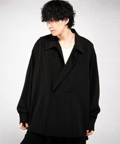 NO ID.(ノーアイディ)の「【NO ID.】Double Breasted Drape Over Shirt / ダブルブレストドレープオーバーシャツ(シャツ/ブラウス・メンズ・ホワイト/ブラック/グレー・ONE SIZE)」の4枚目の写真