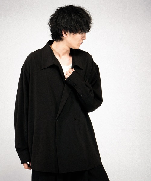 NO ID.(ノーアイディ)の「【NO ID.】Double Breasted Drape Over Shirt / ダブルブレストドレープオーバーシャツ(シャツ/ブラウス・メンズ・ホワイト/ブラック/グレー・ONE SIZE)」の5枚目の写真