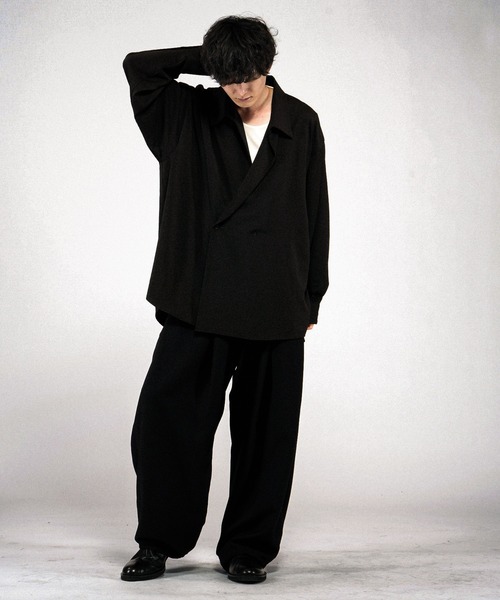 NO ID.(ノーアイディ)の「【NO ID.】Double Breasted Drape Over Shirt / ダブルブレストドレープオーバーシャツ(シャツ/ブラウス・メンズ・ホワイト/ブラック/グレー・ONE SIZE)」の7枚目の写真