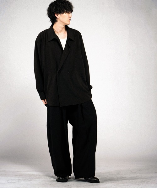 NO ID.(ノーアイディ)の「【NO ID.】Double Breasted Drape Over Shirt / ダブルブレストドレープオーバーシャツ(シャツ/ブラウス・メンズ・ホワイト/ブラック/グレー・ONE SIZE)」の8枚目の写真