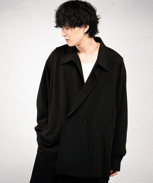 NO ID.(ノーアイディ)の「【NO ID.】Double Breasted Drape Over Shirt / ダブルブレストドレープオーバーシャツ(シャツ/ブラウス・メンズ・ホワイト/ブラック/グレー・ONE SIZE)」の6枚目の写真