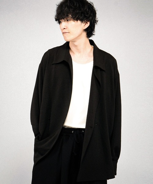 NO ID.(ノーアイディ)の「【NO ID.】Double Breasted Drape Over Shirt / ダブルブレストドレープオーバーシャツ(シャツ/ブラウス・メンズ・ホワイト/ブラック/グレー・ONE SIZE)」の10枚目の写真