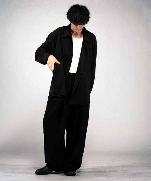NO ID.(ノーアイディ)の「【NO ID.】Double Breasted Drape Over Shirt / ダブルブレストドレープオーバーシャツ(シャツ/ブラウス・メンズ・ホワイト/ブラック/グレー・ONE SIZE)」の14枚目の写真