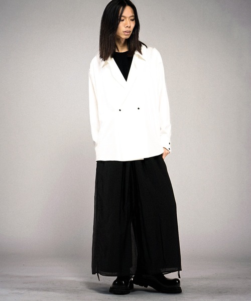 NO ID.(ノーアイディ)の「【NO ID.】Double Breasted Drape Over Shirt / ダブルブレストドレープオーバーシャツ(シャツ/ブラウス・メンズ・ホワイト/ブラック/グレー・ONE SIZE)」の18枚目の写真