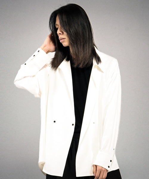 NO ID.(ノーアイディ)の「【NO ID.】Double Breasted Drape Over Shirt / ダブルブレストドレープオーバーシャツ(シャツ/ブラウス・メンズ・ホワイト/ブラック/グレー・ONE SIZE)」の22枚目の写真