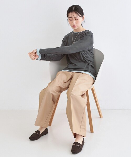 OPAQUE.CLIP(オペークドットクリップ)の「配色レイヤードロングスリーブTシャツ【洗える】(Tシャツ/カットソー・レディース・グレー系4/ブラウン系その他5/チャコール・00)」の17枚目の写真