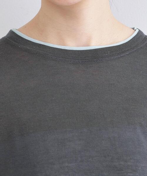 OPAQUE.CLIP(オペークドットクリップ)の「配色レイヤードロングスリーブTシャツ【洗える】(Tシャツ/カットソー・レディース・グレー系4/ブラウン系その他5/チャコール・00)」の4枚目の写真