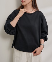 【Hanes】1P Hanes T-SHIRTS KURO for HER クロップドワイドTシャツ