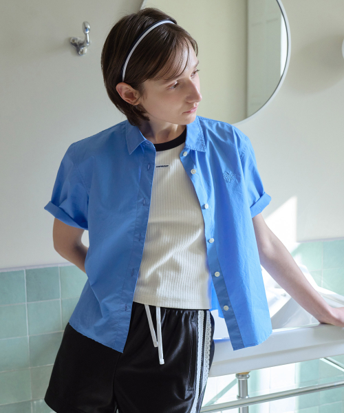 COVERNAT WOMAN（カバーナットウーマン）の「ウーマンクローバーハートハーフシャツブルー（シャツ/ブラウス・レディース・その他・WS/WM）」の5枚目の写真