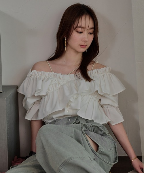 2way frill blouse / 2wayフリルブラウス（シャツ/ブラウス）｜mideal
