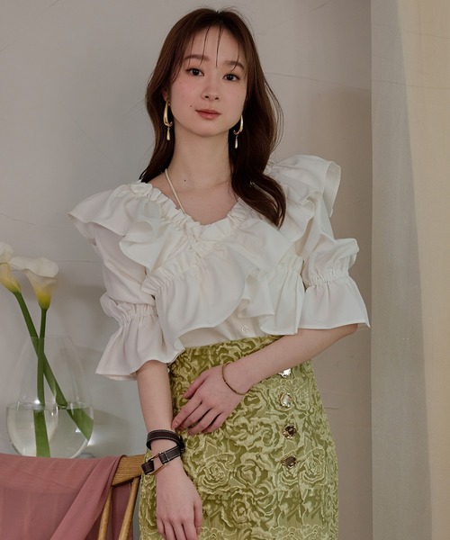 mideal(マイディール)の「2way frill blouse / 2wayフリルブラウス(シャツ/ブラウス・レディース・ライトグリーン/ホワイト/ブラック・FREE)」の19枚目の写真