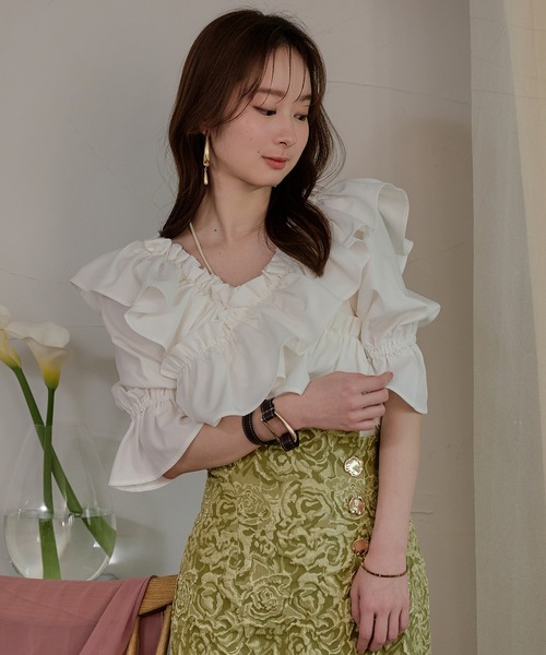 mideal(マイディール)の「2way frill blouse / 2wayフリルブラウス(シャツ/ブラウス・レディース・ライトグリーン/ホワイト/ブラック・FREE)」の20枚目の写真