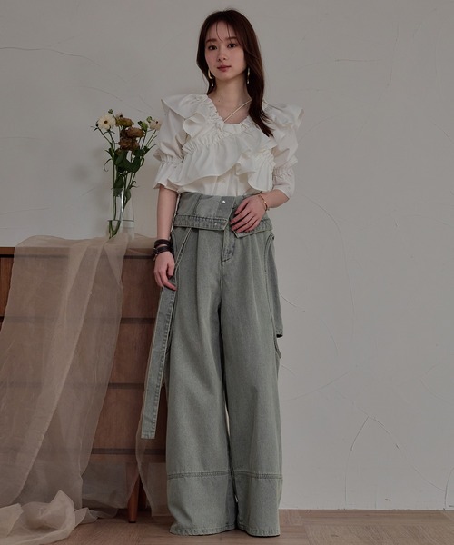 mideal(マイディール)の「2way frill blouse / 2wayフリルブラウス(シャツ/ブラウス・レディース・ライトグリーン/ホワイト/ブラック・FREE)」の13枚目の写真