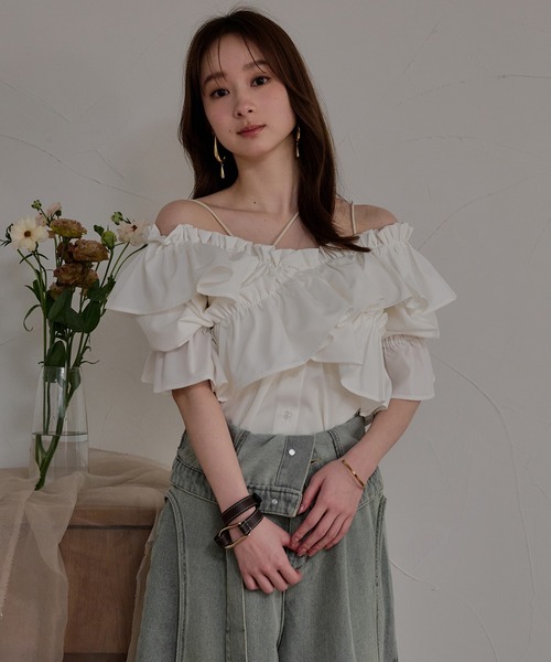mideal(マイディール)の「2way frill blouse / 2wayフリルブラウス(シャツ/ブラウス・レディース・ライトグリーン/ホワイト/ブラック・FREE)」の15枚目の写真