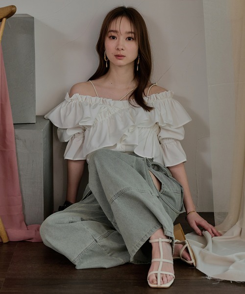 mideal(マイディール)の「2way frill blouse / 2wayフリルブラウス(シャツ/ブラウス・レディース・ライトグリーン/ホワイト/ブラック・FREE)」の17枚目の写真