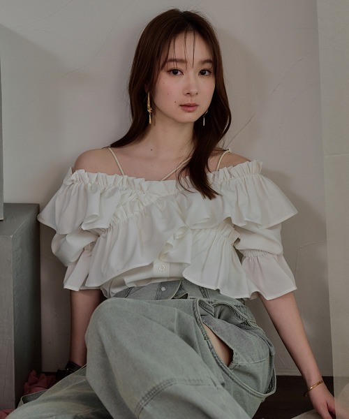 2way frill blouse / 2wayフリルブラウス（シャツ/ブラウス）｜mideal